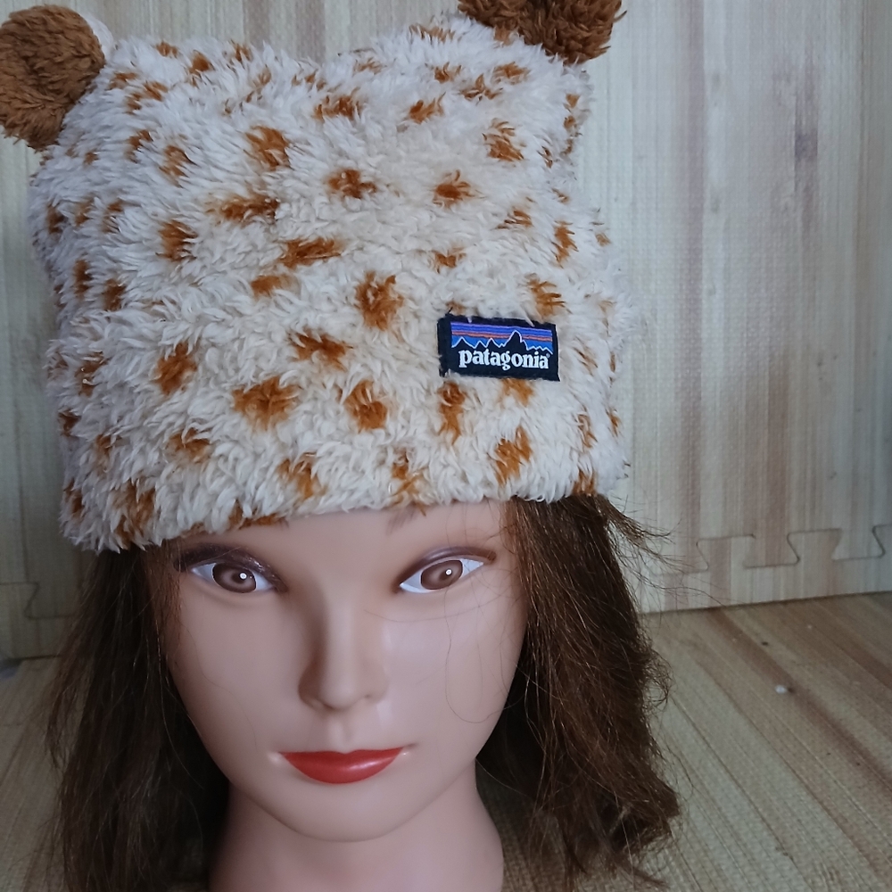 PATAGONIA Baby Furry Friends Fleece HatCream Brown Size 18-24 Months Spotted - Picture 3 of 7